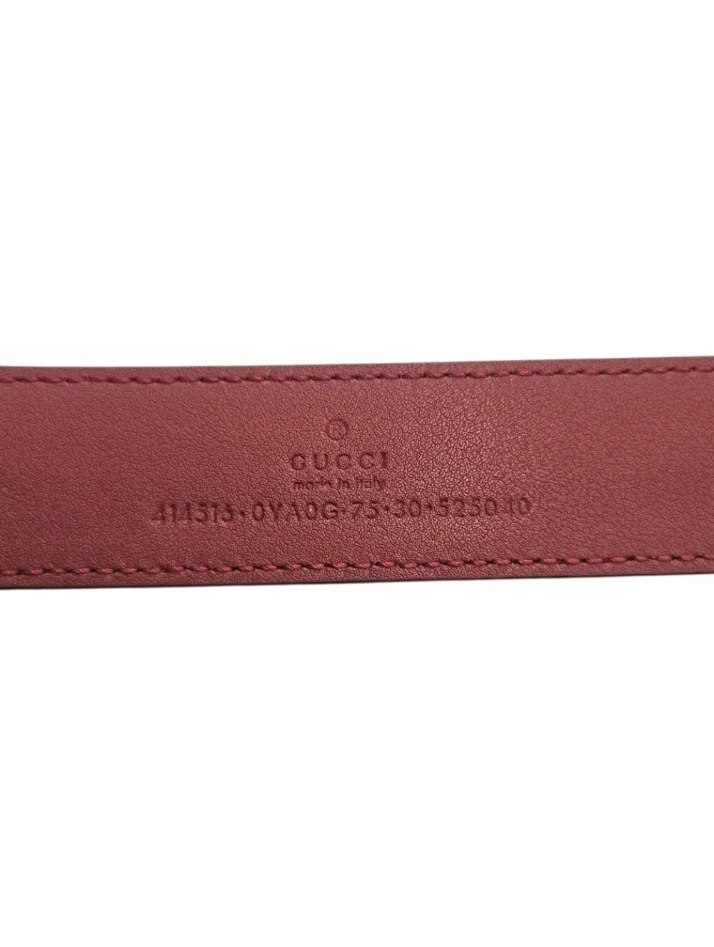 Gucci Rosso Ancora Dark Red Thin GG Marmont Leather Belt Shiny Gold Buckle